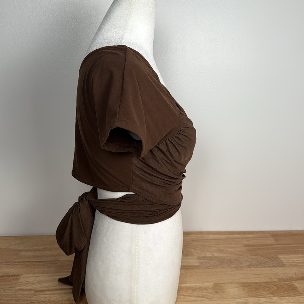 Joanna Trojer | made in Italy | Brown Wrap-Style Women Top